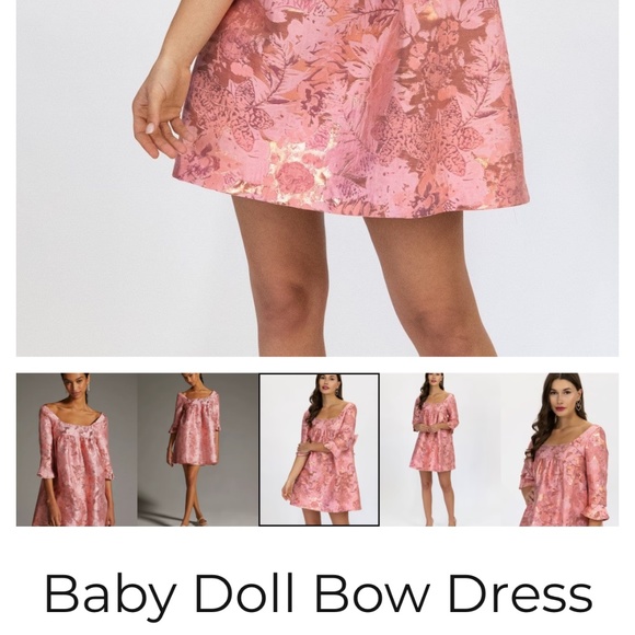 Anthropologie Eva Franco Baby Doll Bow Dress NWOT - Picture 5 of 15